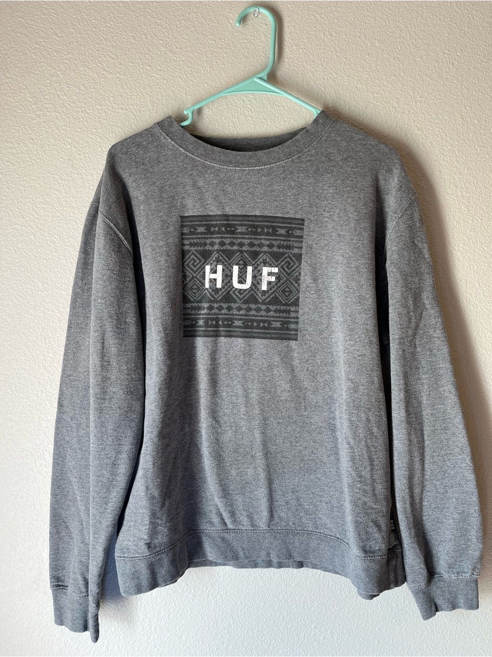 HUF Gray Crewneck with Geometric Logo